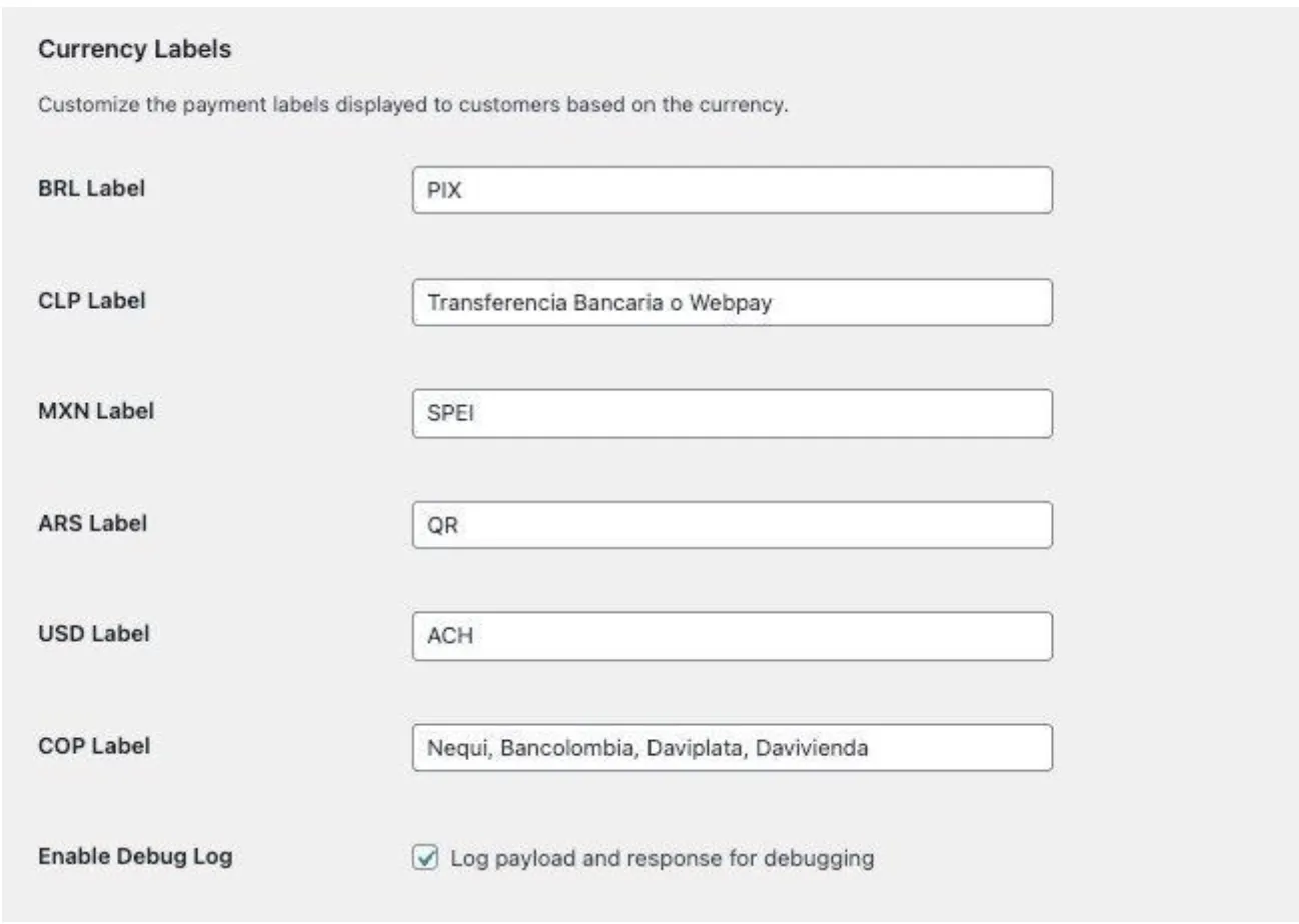 Configuración de etiquetas de moneda en WooCommerce